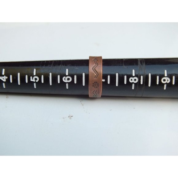 Copper Symbols Ring Band, Western Boho Style Vintage Jewelry, Size 6 3/4 - Picture 6 of 6